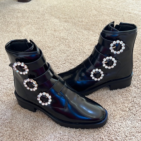Nanette Lepore Shoes - NWOB! Nanette Lepore 9M black iggy embellished buckle boots.